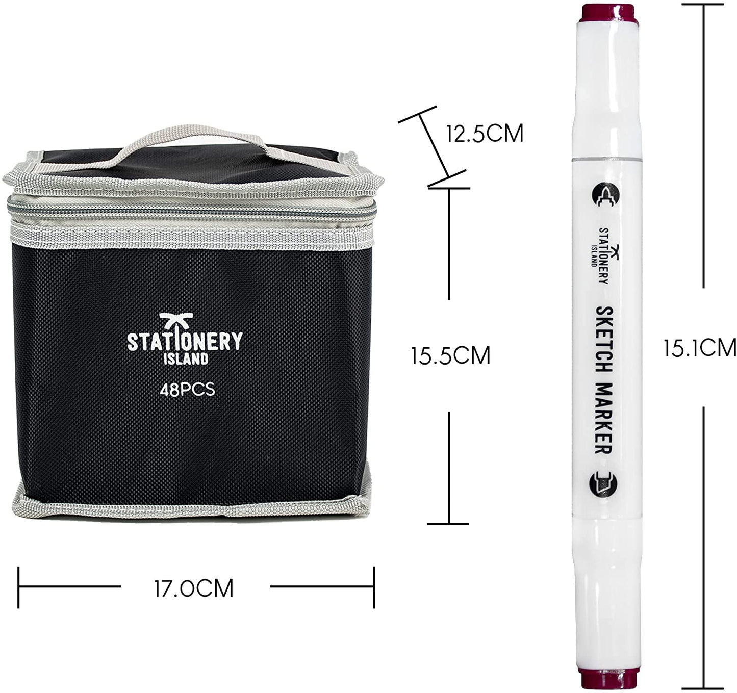 Assorted Colours Sketch Markers & Soft Carry Case - Set of 48