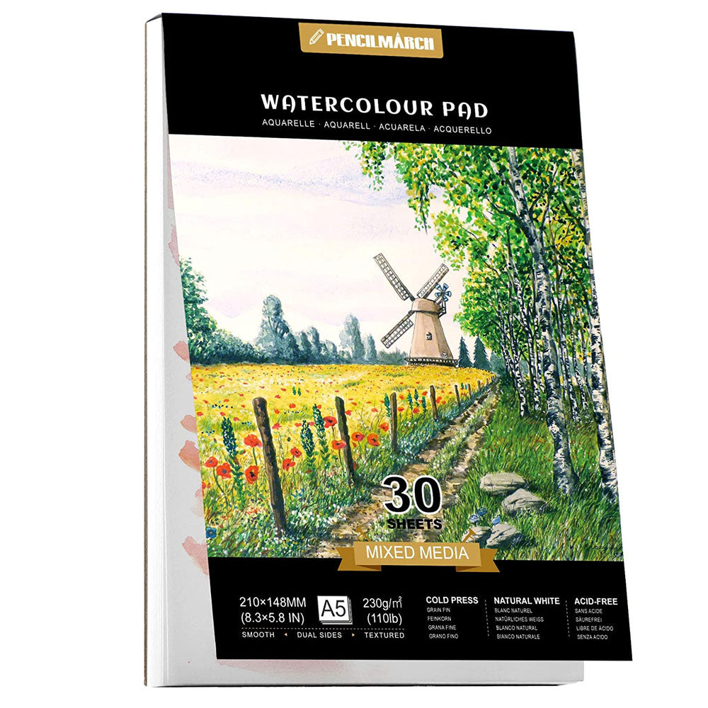 An A5 Pencilmarch watercolour paper pad with 230 gsm paper and 30 pages - Stationery Island