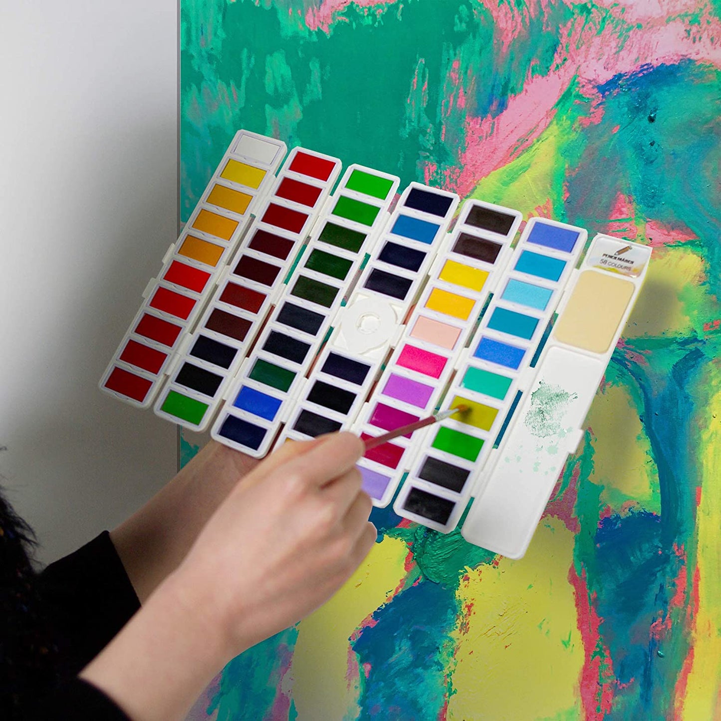 Watercolour Paint Travel Set - 58 Colours + 2 Aqua Brushes