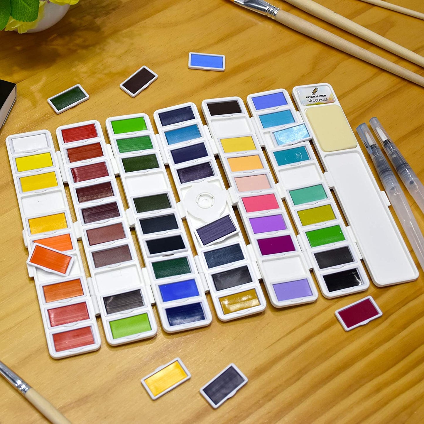 Watercolour Paint Travel Set - 58 Colours + 2 Aqua Brushes