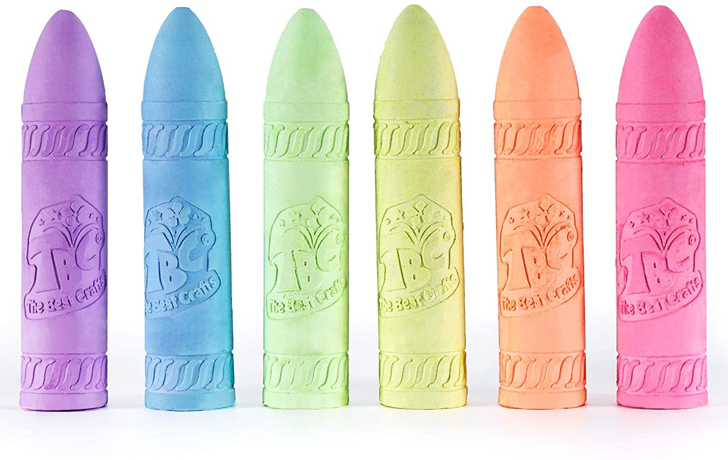 Set of 6 TBC washable sidewalk neon glitter chalks - Stationery Island