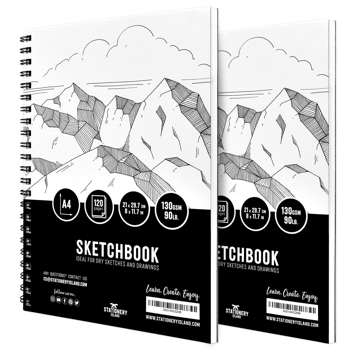A pack of 2 A4 spiral bound sketchbooks - Stationery Island