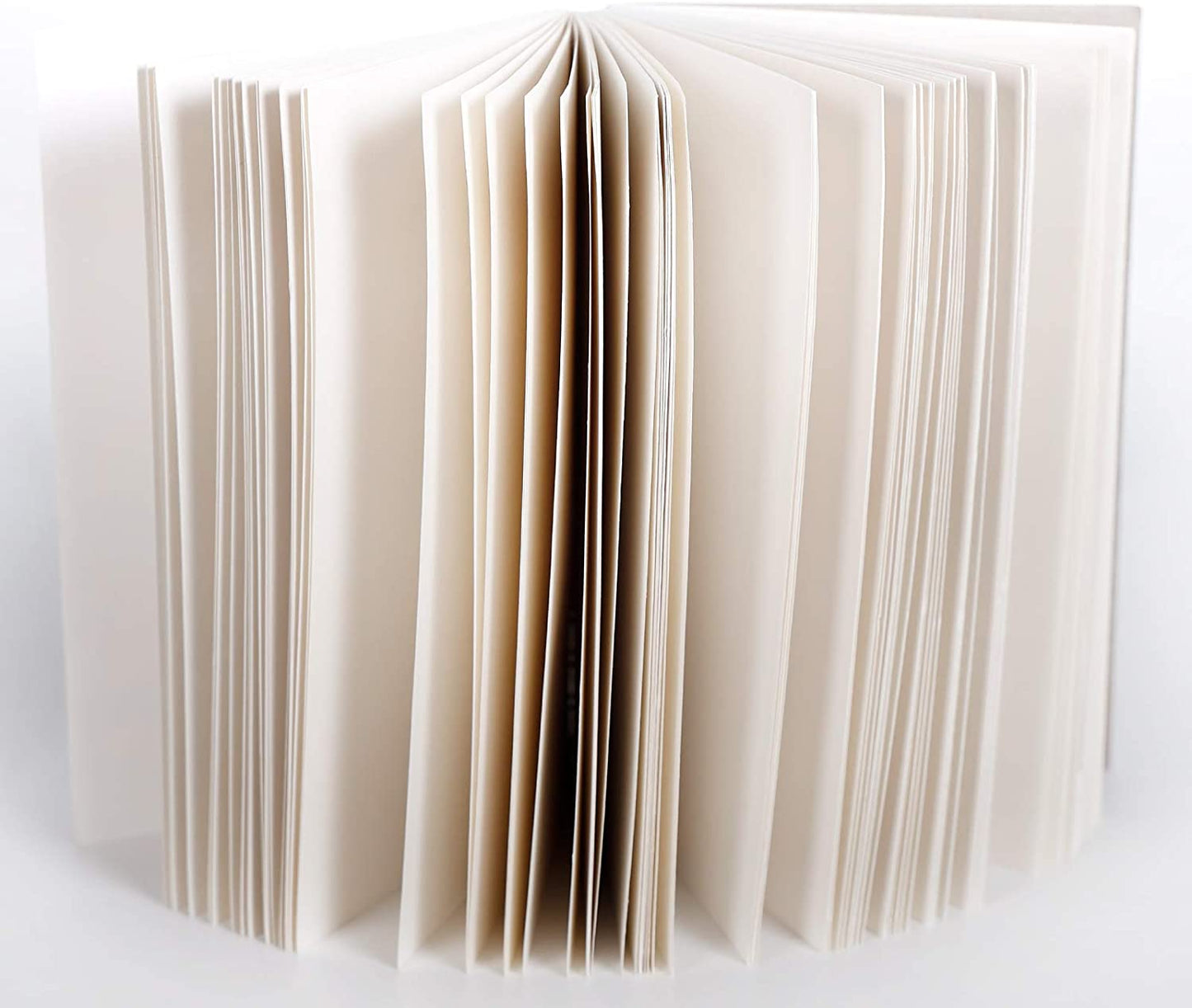 An opened, standing TBC sketchbook that has 100 sheets, which are 5.5 x 8.5" - Stationery Island