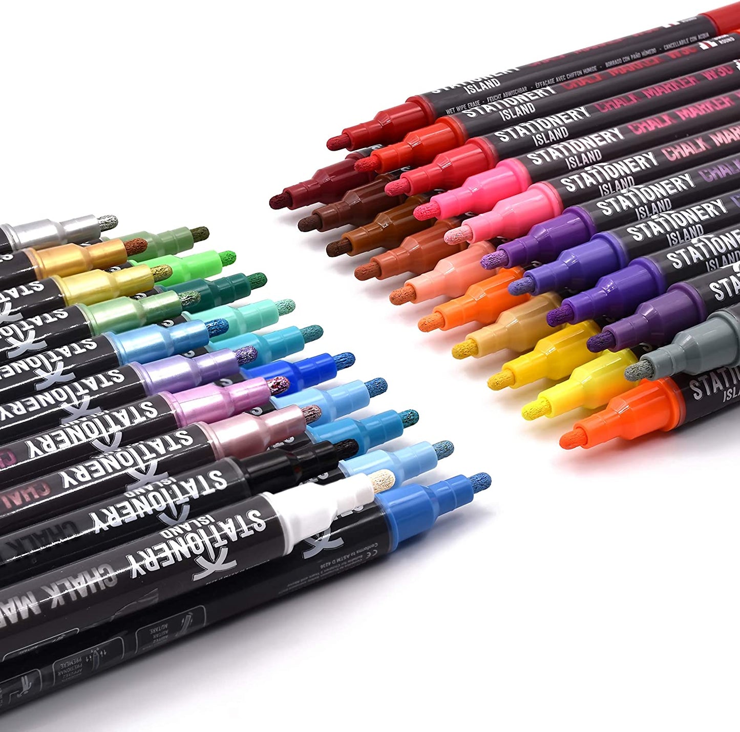 A pack of 40 wet wipe W30 chalk pens with a 3mm fine nib - Stationery Island
