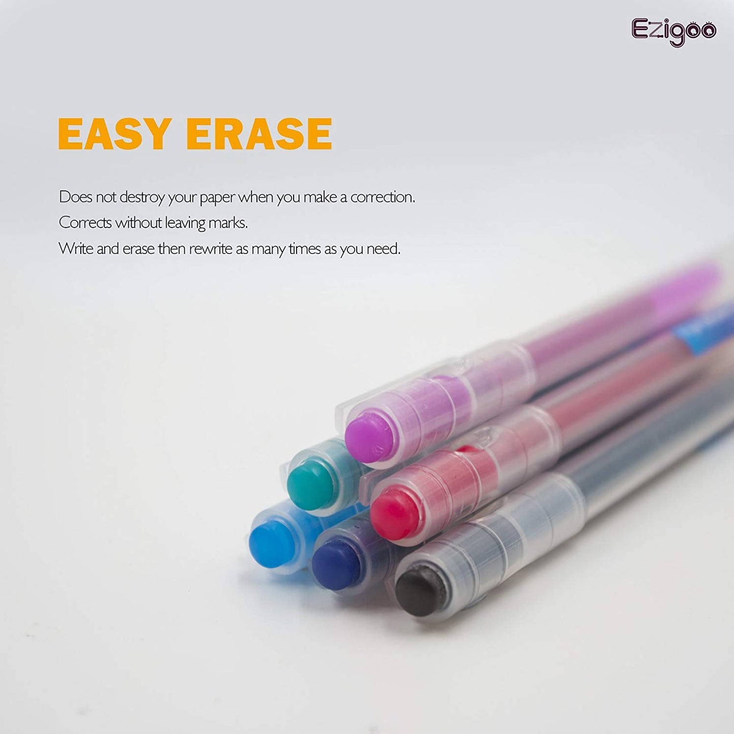 The Ezigoo erasable pens don't destroy paper when making a correction and don't leave marks - Stationery Island