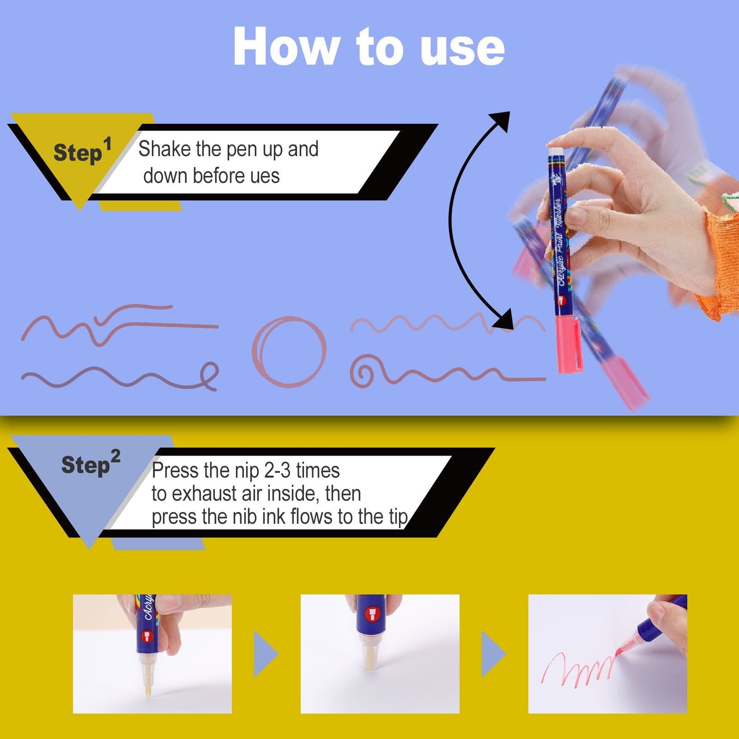 Before using the pen, shake pen up and down then press nib 2-3 times for ink flow - Stationery island