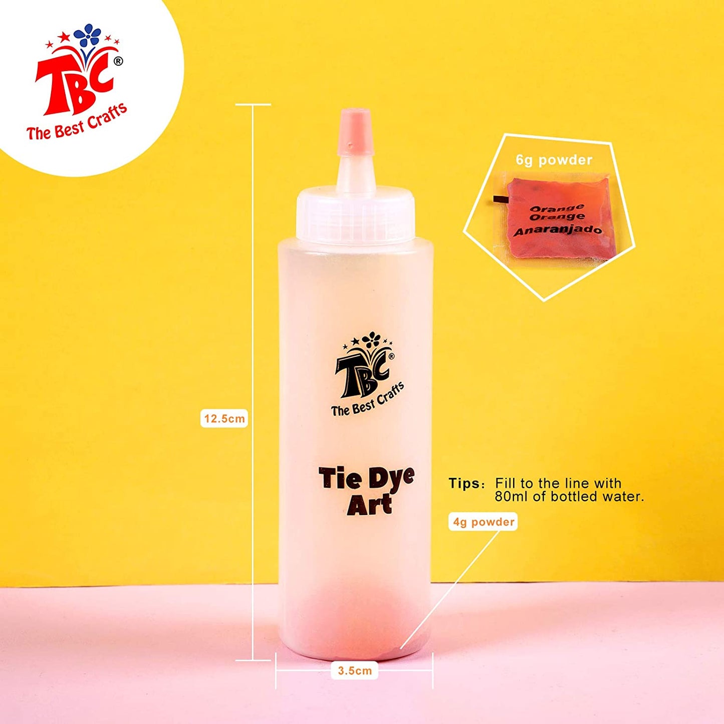 Measurements of the TBC tie dye art party kit with instructions of use - Stationery Island