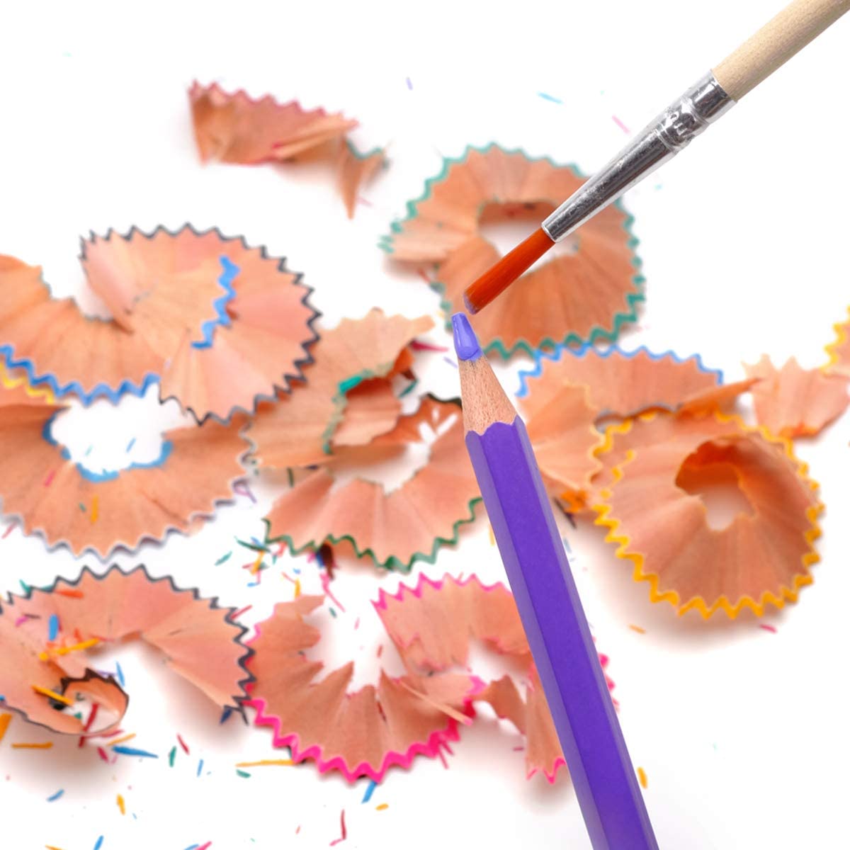 Pencil sharpening's of colours from the set of 72 TBC professional watercolour pencils - Stationery Island