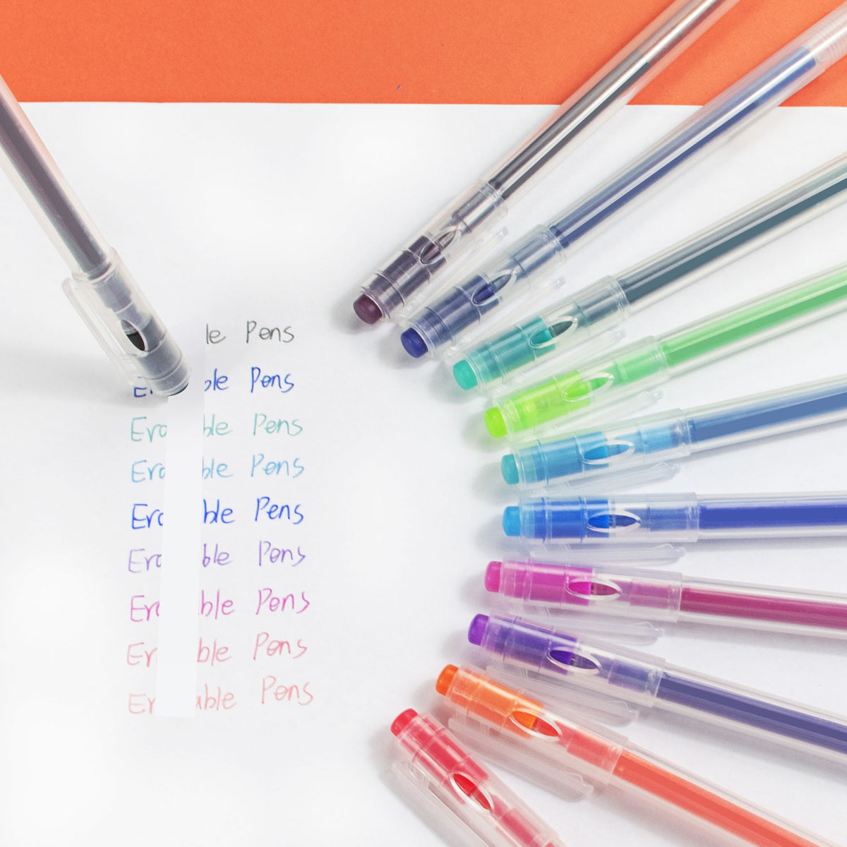 PencilMarch 12 mixed colour erasable pens, product close-up