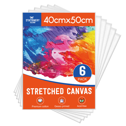 Stationery Island (40X50cm) 16" x 20" White Stretched Canvases - Pack of 6