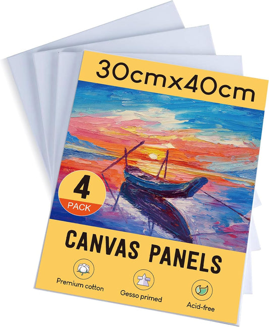 Stationery Island (30X40cm) 12" x 16" White Canvas Panels - Pack of 4