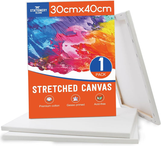 TBC (30X40cm) 12" x 16"White Stretched Canvases - Pack of 1
