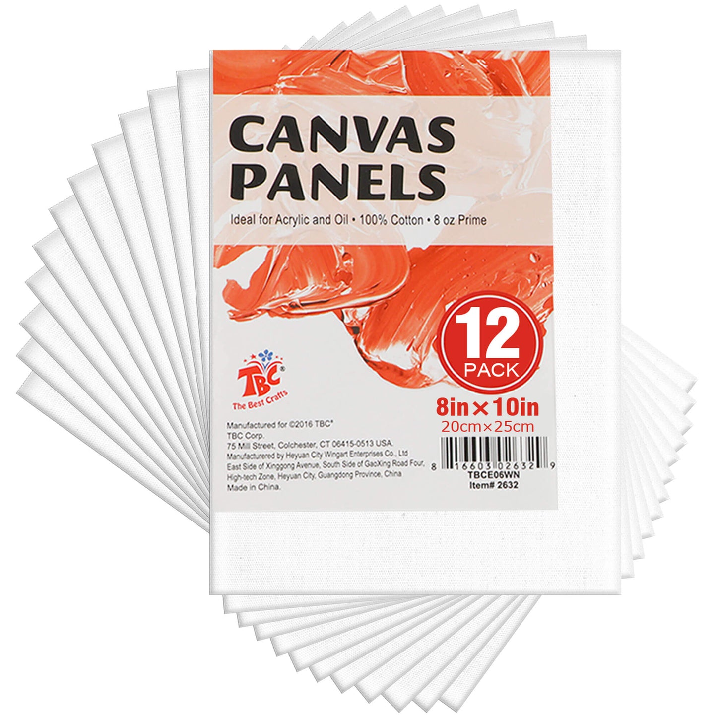 TBC 8" x 10" White Canvas Panels - Pack of 12