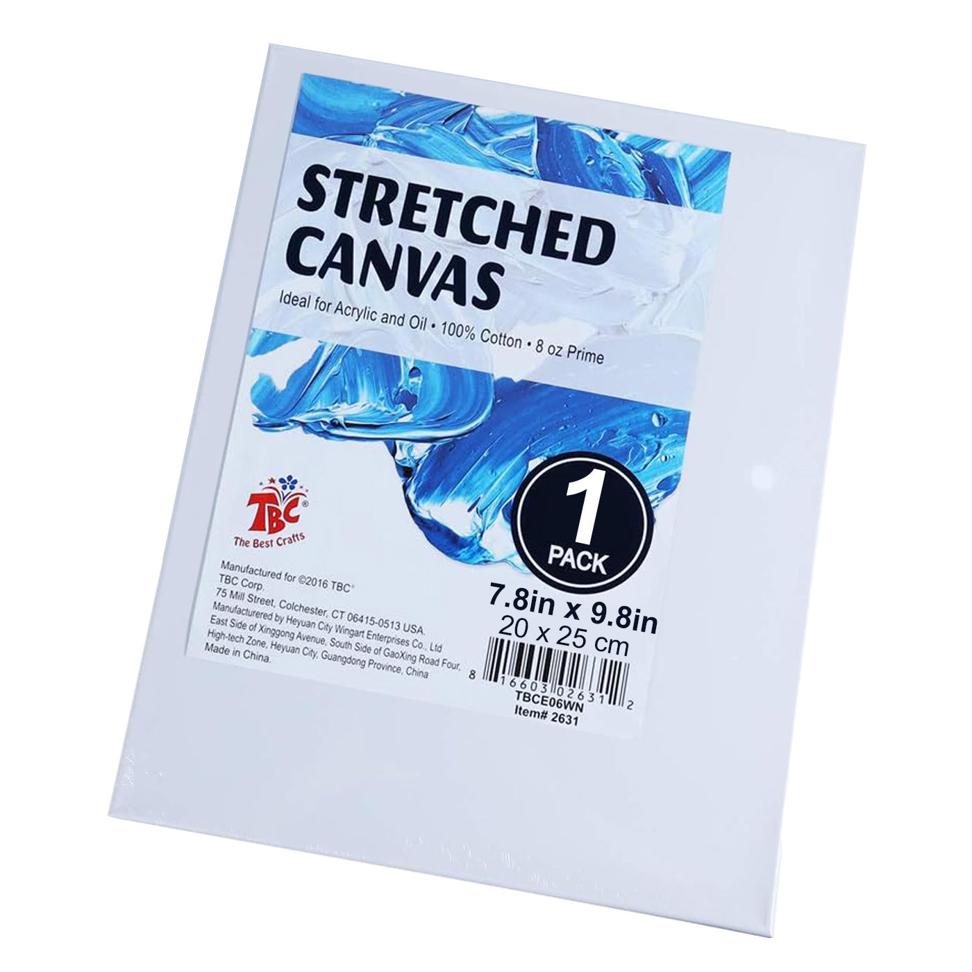 TBC 20X25cm White Stretched Canvases - Pack of 1