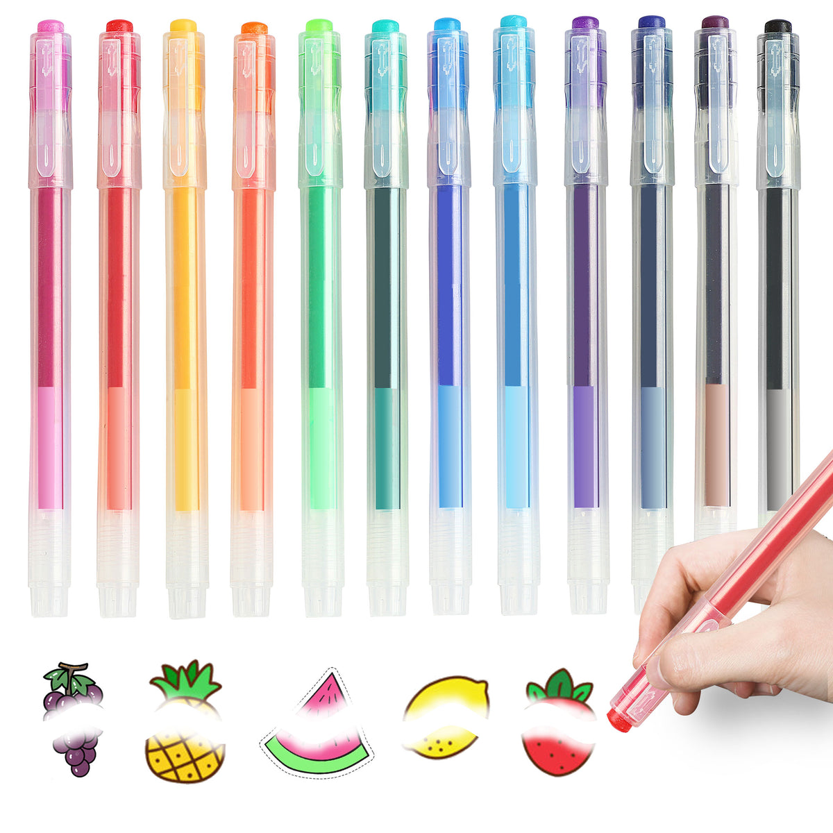 PencilMarch erasable pens, 12 mixed colours