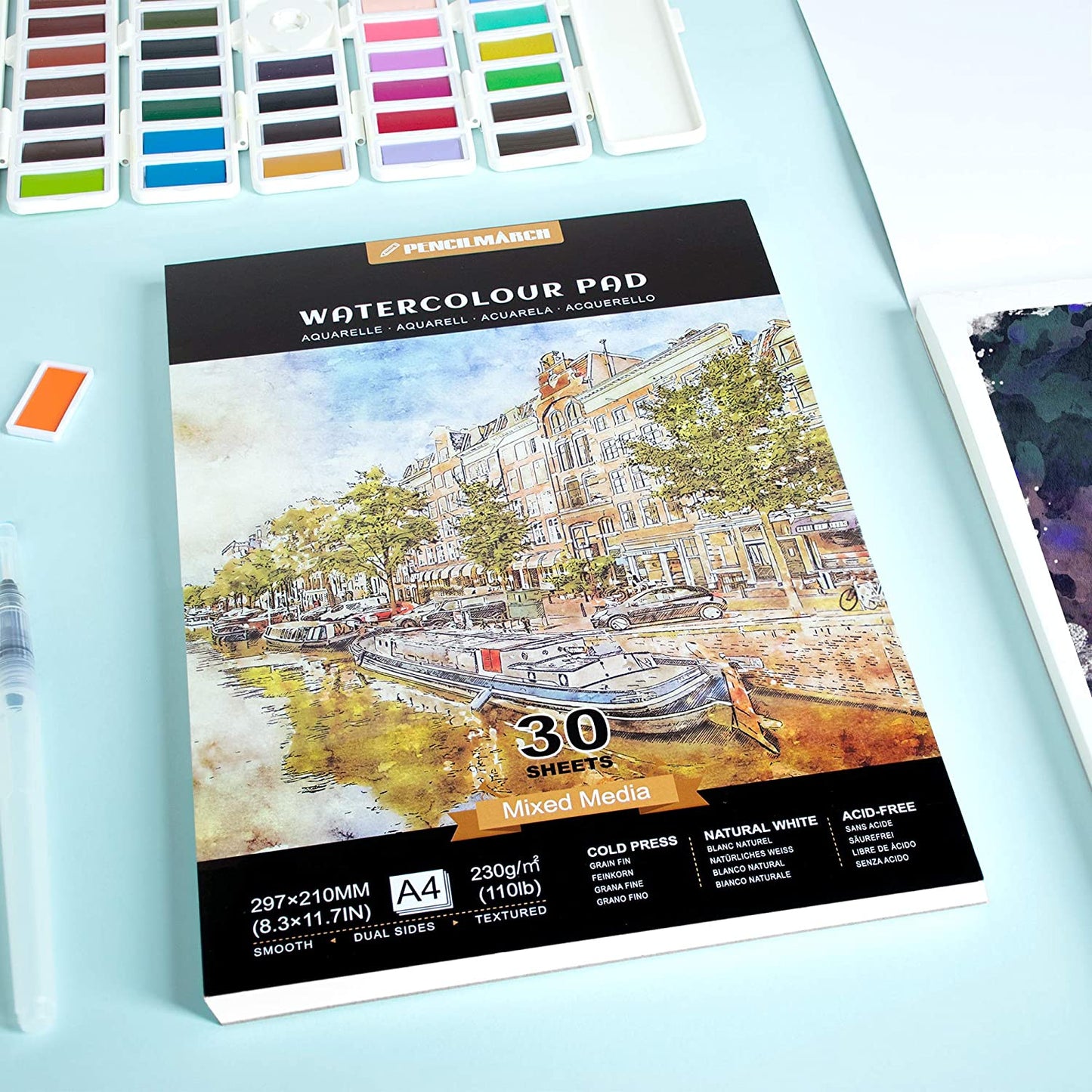 An A4 Pencilmarch watercolour paper pad with 230 gsm paper and 30 pages - Stationery Island