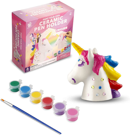 A unicorn TBC paint your own ceramic pen holder - Stationery Island