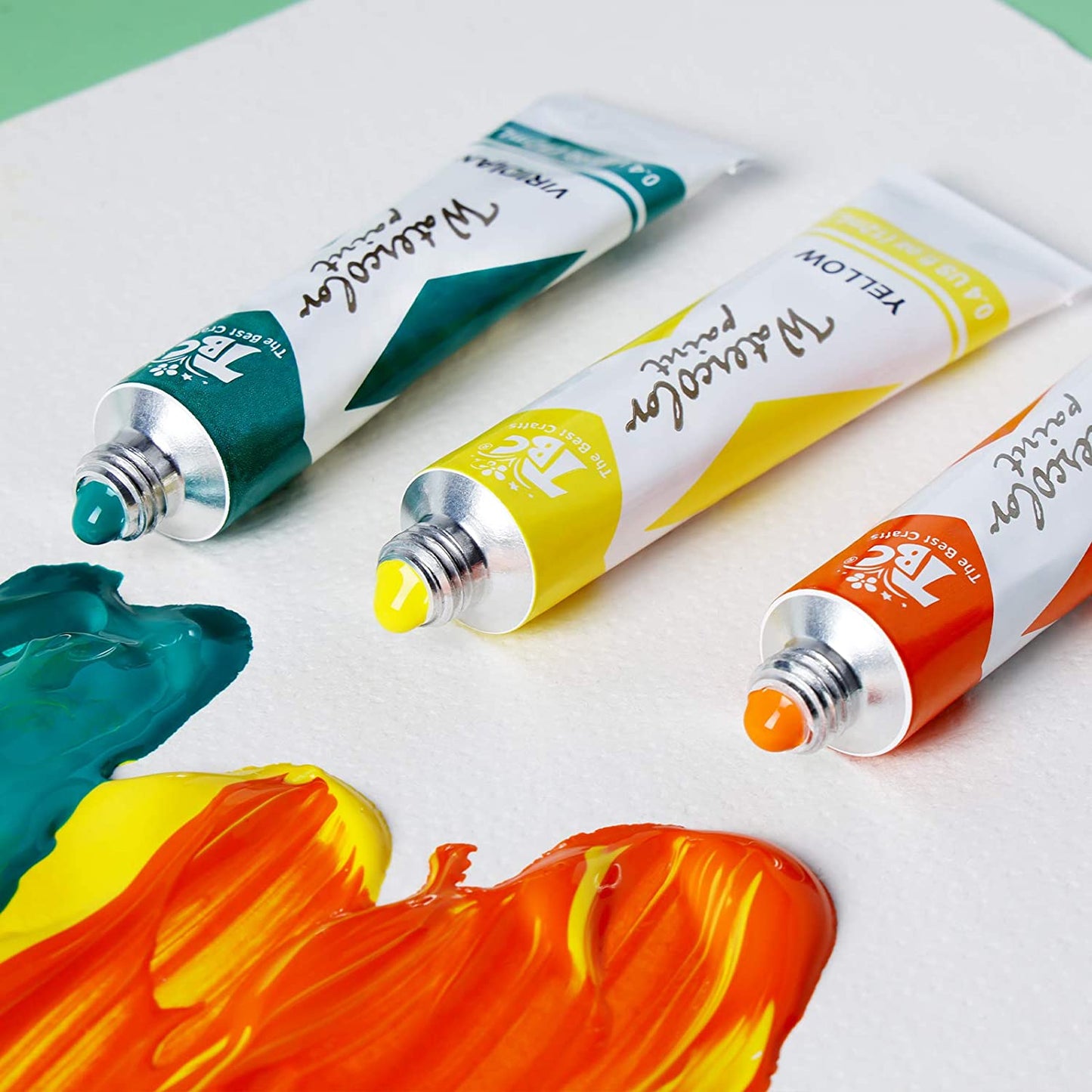 Paint squeezed out of the paint tubes from the TBC watercolour paints, which has 16 colours - Stationery Island