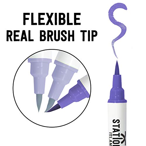 A winter colour brush pen being shown as having a flexible real brush tip - Stationery Island