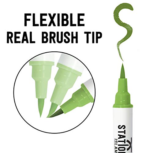An autumn colours brush pen shown as having a flexible real brush tip - Stationery Island