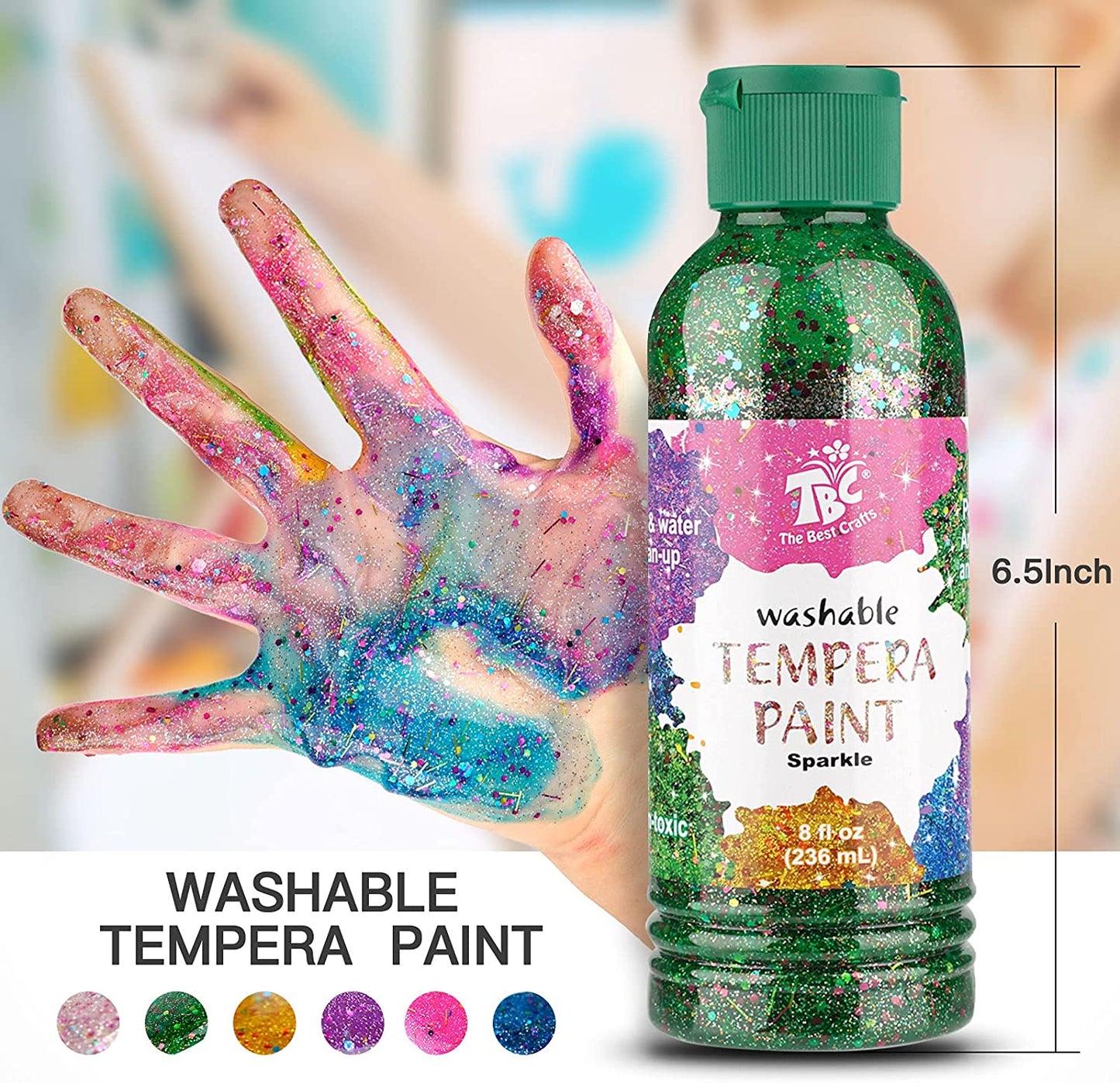 The length of the TBC washable sparkle Tempera paint is 6.5 inches - Stationery Island
