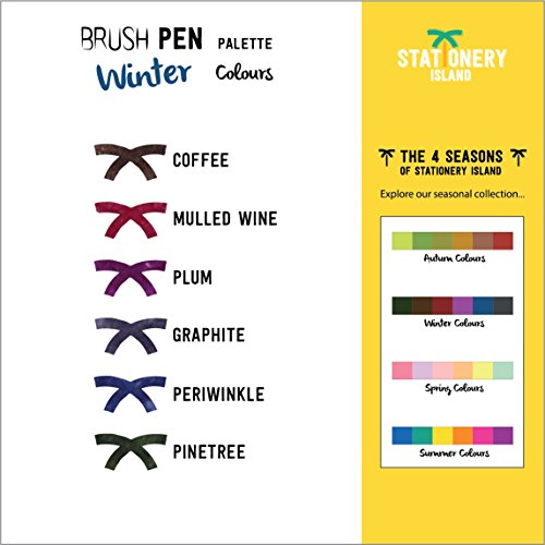 A list of colours and names of the coloured pens that are part of the winter pens - Stationery Island