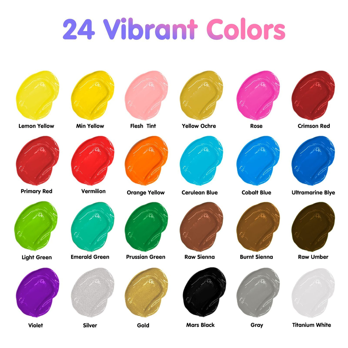 24 different colours shown on white background - Stationery Island