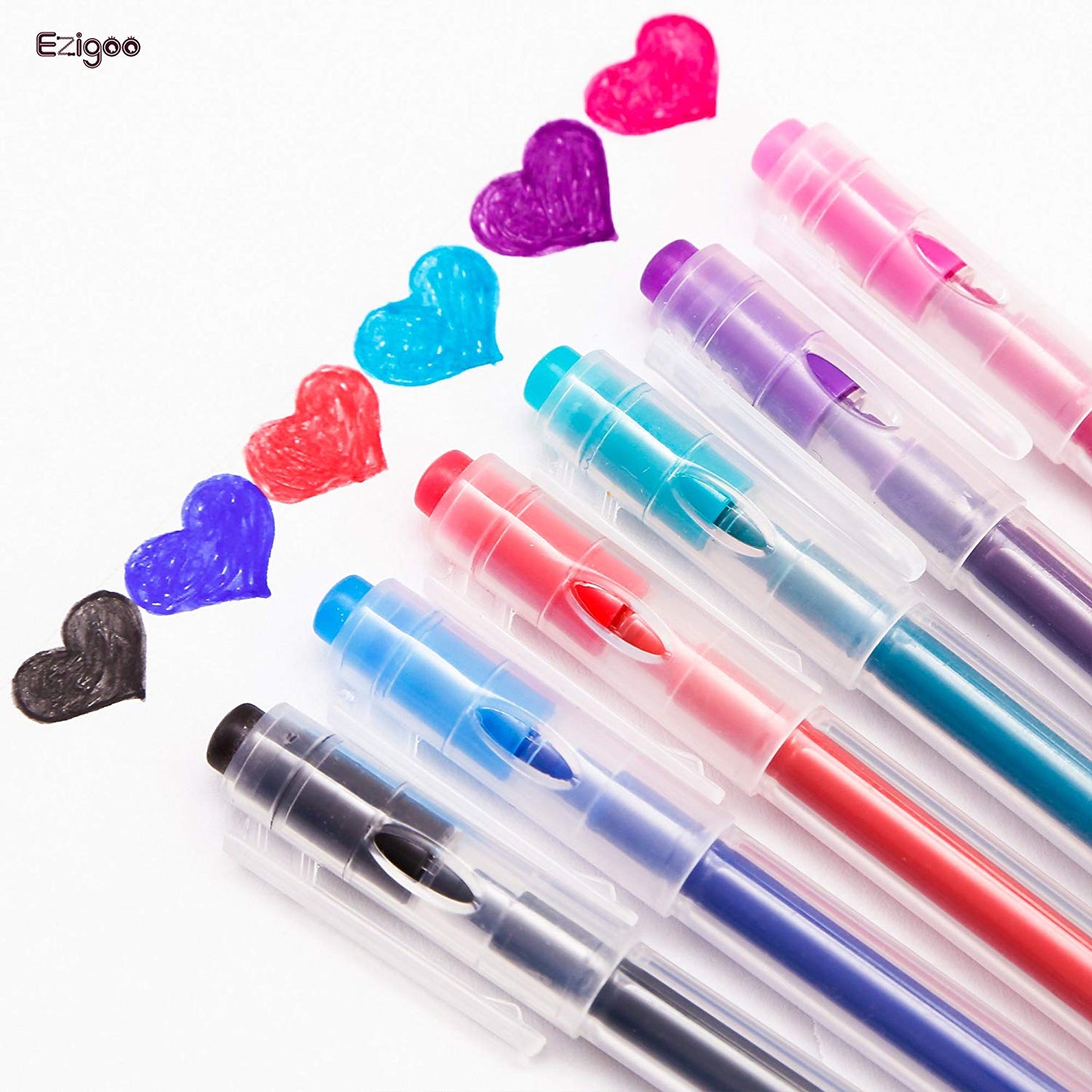 Love hearts drawn using the assorted Ezigoo erasable pens - Stationery Island
