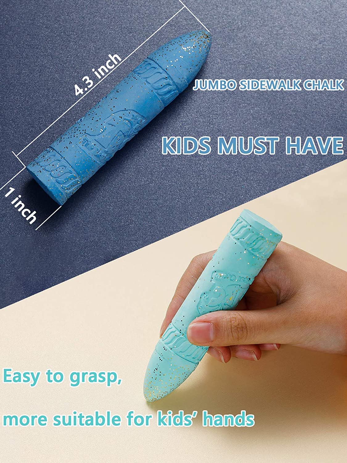 Measurements of the TBC washable sidewalk glitter chalks - Stationery Island 