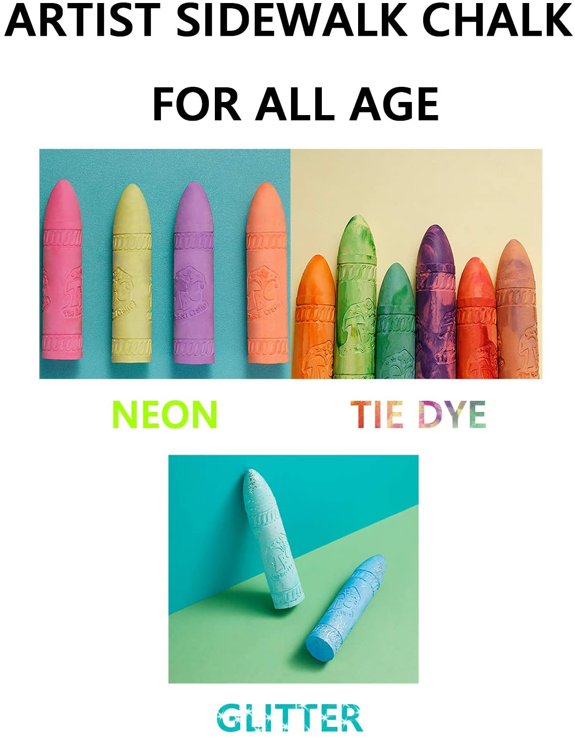 The TBC washable sidewalk glitter chalks can be used by people of all ages - Stationery Island