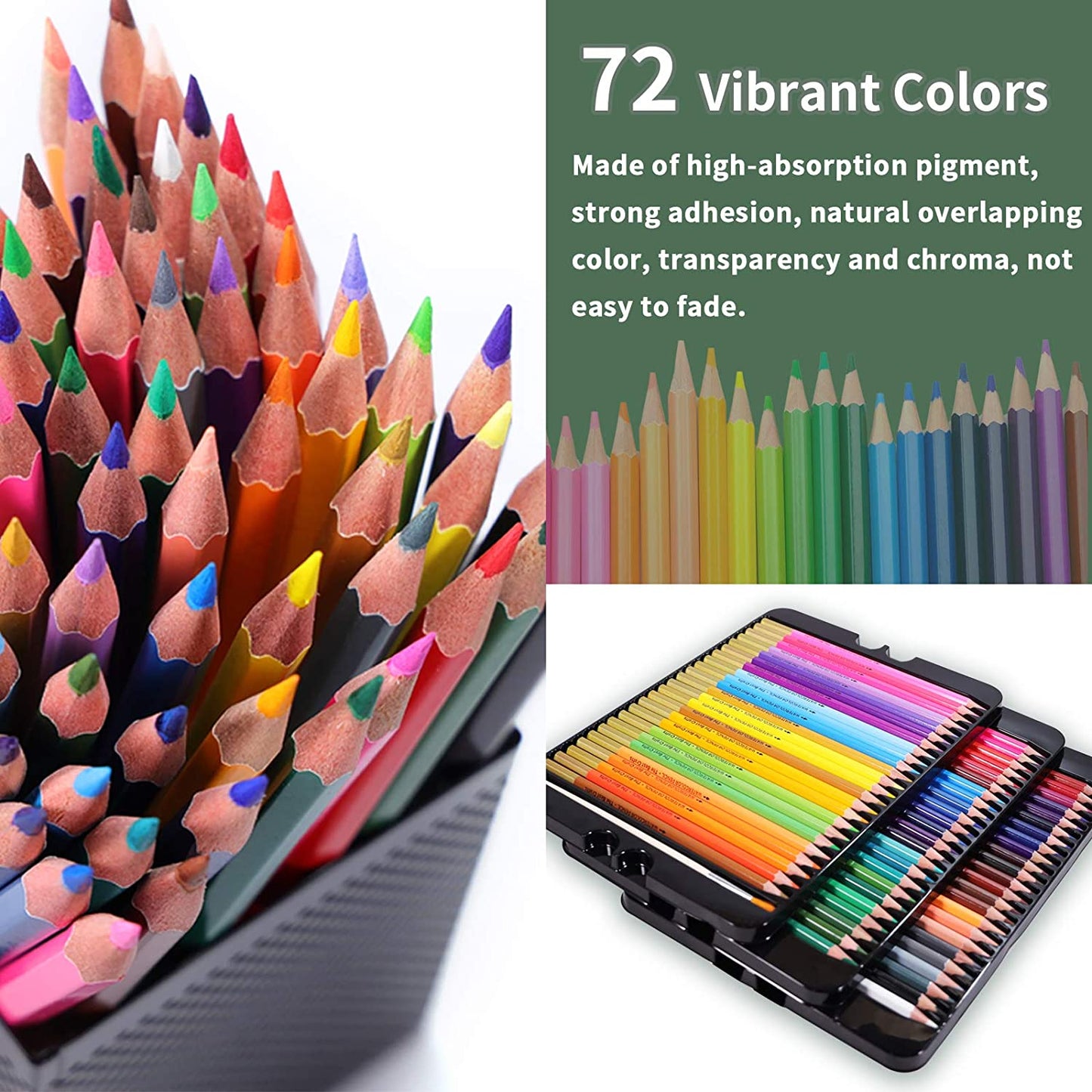 The set of 72 TBC professional watercolour pencils are made of high-absorption pigment, are vibrant colours and are not easy to fade - Stationery Island